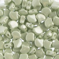 10 Grams 7.5mm White Light Green Lustre Czech Glass Ginko Leaf Beads