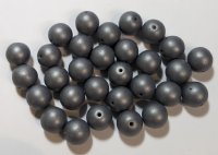 25 10mm Round Matte Dark Grey Glass Beads