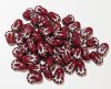 50 12mm Opaque Dark Red with Silver Tulip Beads