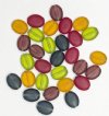 30 12mm Transparent Matte Autumn Mix Flat Oval Beads