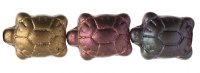 9, 19mm Metallic Copper AB Glass Turtle Beads