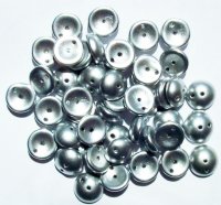 50 4x8mm Metallic Silver Glass Piggy Beads