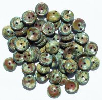 50 4x8mm Opaque Olive Travertine Glass Piggy Beads