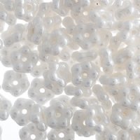 50, 5mm Pearlized White Glass Forget Me Not Flower Beads
