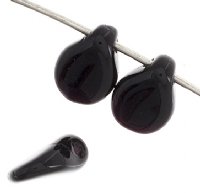69, 5x7mm Opaque Black Glass Pip Beads