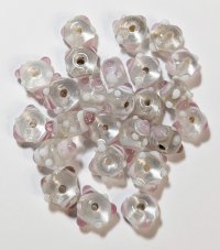 25 7mm Pink & White Bumpy Glass Beads