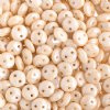 50 6mm Chalk Champagne Two Hole Glass Lentil Beads