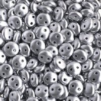 50 6mm Matte Silver Two Hole Glass Lentil Beads