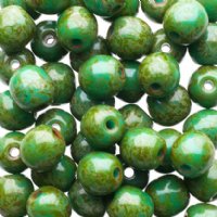 50 6mm Opaque Turquoise Green Travertine Round Glass Beads