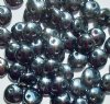 50 6mm Jet Hematite Two Hole Glass Lentil Beadss