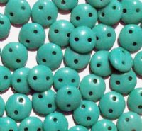 50 6mm Opaque Turquoise Two Hole Glass Lentil Beads