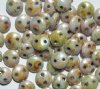 50 6mm Opaque Green Lustre Two Hole Glass Lentil Beads