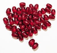 50, 7x5mm Transparent Matte Red Oval Beads