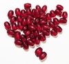 50, 7x5mm Transparent Matte Red Oval Beads