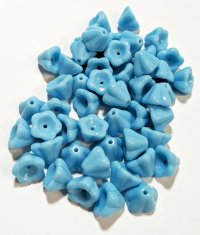 50 7mm Opaque Light Blue Bell Flower Beads