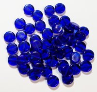 50 8x3mm Transparent Cobalt Flat Disk Beads