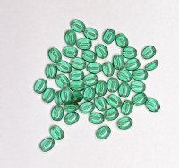 50 8x6mm Transparent Green Flat Oval Glass Beads