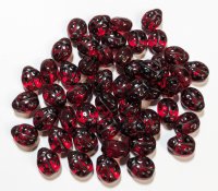 50 9mm Transparent Red Ladybug Glass Beads
