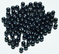 100 6mm Round Metallic Gunmetal Glass Beads