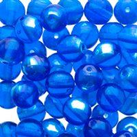 100 6mm Transparent Capri Blue AB Round Glass Beads