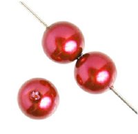 16 inch strand of 10mm Round Light Red Glass Pearl Beads