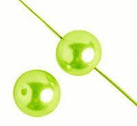 16 inch strand of 4mm Lime Round Glass Pearl Beads