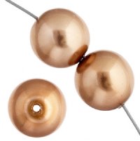 16 inch strand of 8mm Round Rose Gold Glass Pearl Beads