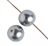 16 inch strand of 8mm Round Dark Grey Glass Pearl Beads