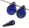 69, 5x7mm Transparent Dark Blue Travertine Pip Beads