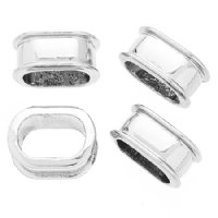 4, 14x9x6mm Silver Global Chic Oval Channel Beads