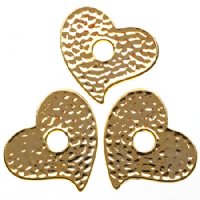 3, 33x30mm Gold Global Chic Hammered Heart Sliders