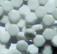 30, 6mm Chalk White Czech Glass Two Hole Honeycomb Beads