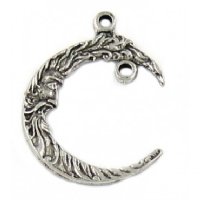 1 27x21mm Antique Silver Man In The Moon Pendant with Loop