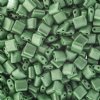 10 Grams 5x5mm Green Chalk Metallic Dyed Two Hole Karo Beads