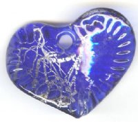 1 45x39mm Twisted Sapphire and Silver Foil Heart Pendant