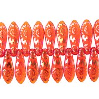 10, 5x16mm Orange AB Lazer Etched Dagger Beads with Spiral Sun Pattern