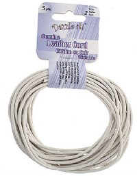 5 yards of 2mm White Leather Cord