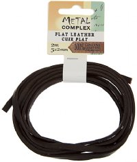2m of 5x2mm Dark Brown Flat Leather Lacing by Metal Complex