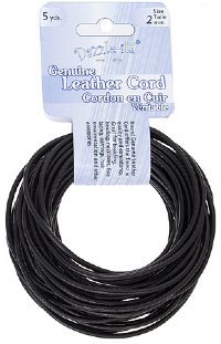 5 yards of 2mm Black Leather Cord