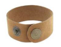 One Inch Tan Leather Cuff Bracelet with Brass Snaps