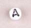 7x4mm White Glass Letter Bead - A