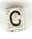 Metal Cube Alphabet Bead - Letter C