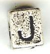 Metal Cube Alphabet Bead - Letter J
