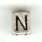 Metal Cube Alphabet Bead - Letter N