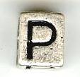 Metal Cube Alphabet Bead - Letter P