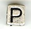 Metal Cube Alphabet Bead - Letter P