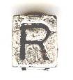 Metal Cube Alphabet Bead - Letter R