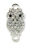 1 21x10mm Rhodium and Crystal Owl Two Loop Link / Connector
