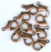 10 19mm Antique Copper Lobster Claw Clasps