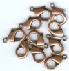 10 19mm Antique Copper Lobster Claw Clasps